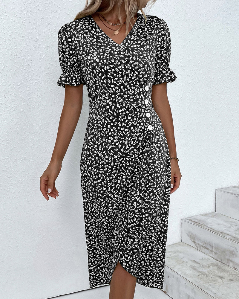 Daysi™ | Vestito a V con Stampa Floreale