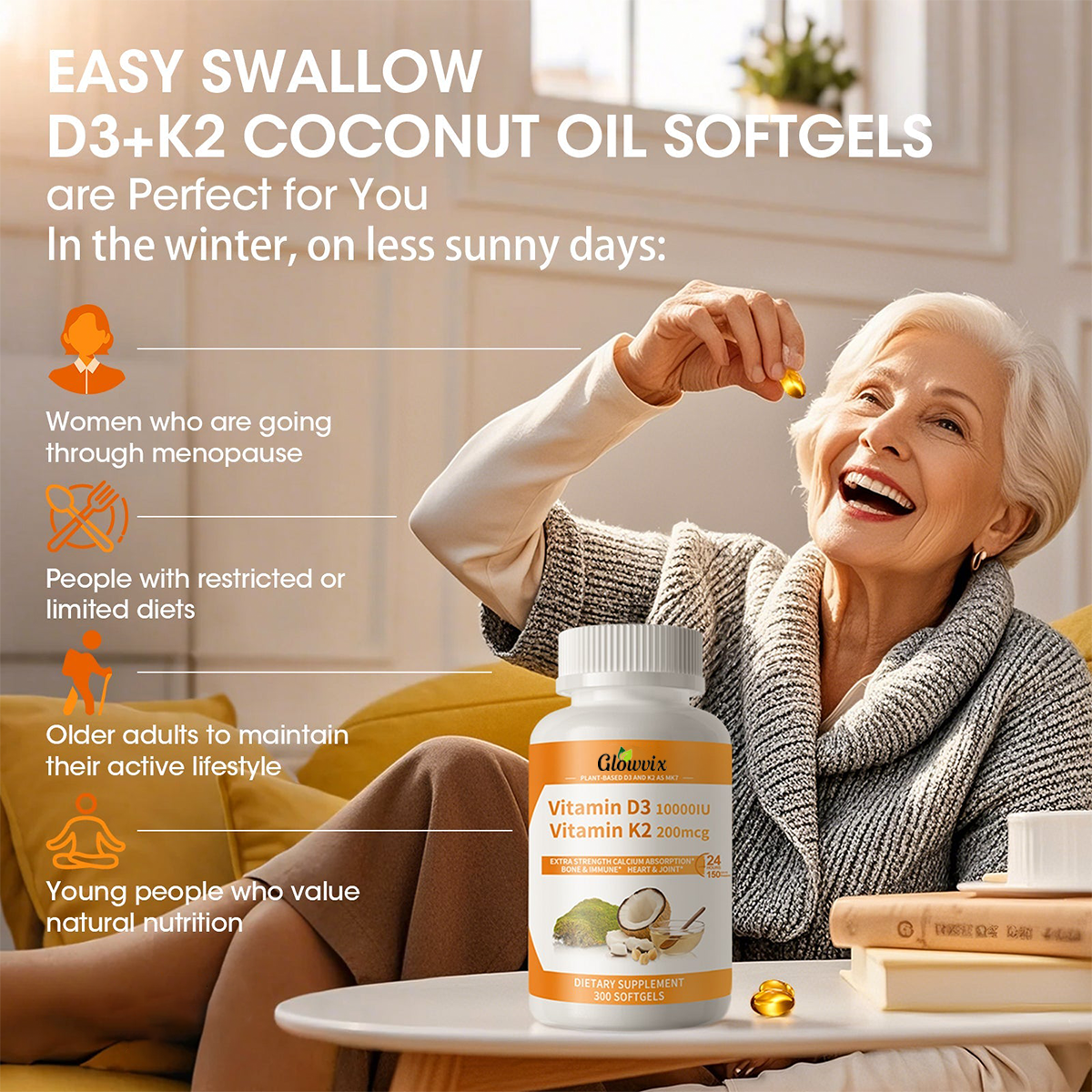 Vita+ | Capsule Softgel di Vitamine D3 + K2 per Rinforzare Ossa e Cuore