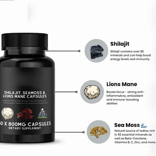 VitalMyst | Miscela Adattogena con Shilajit, Muschio Marino e Fungo Lion's Mane
