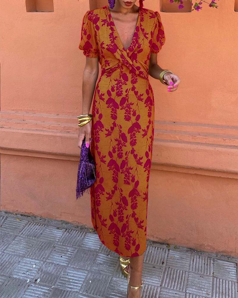 Deva™ | Abito lungo con stampa floreale e scollo a V