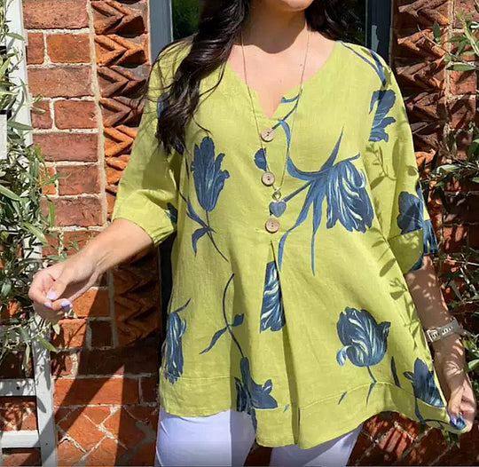 Chloe™ | Blusa Tunica con Scollo a V e Stampa