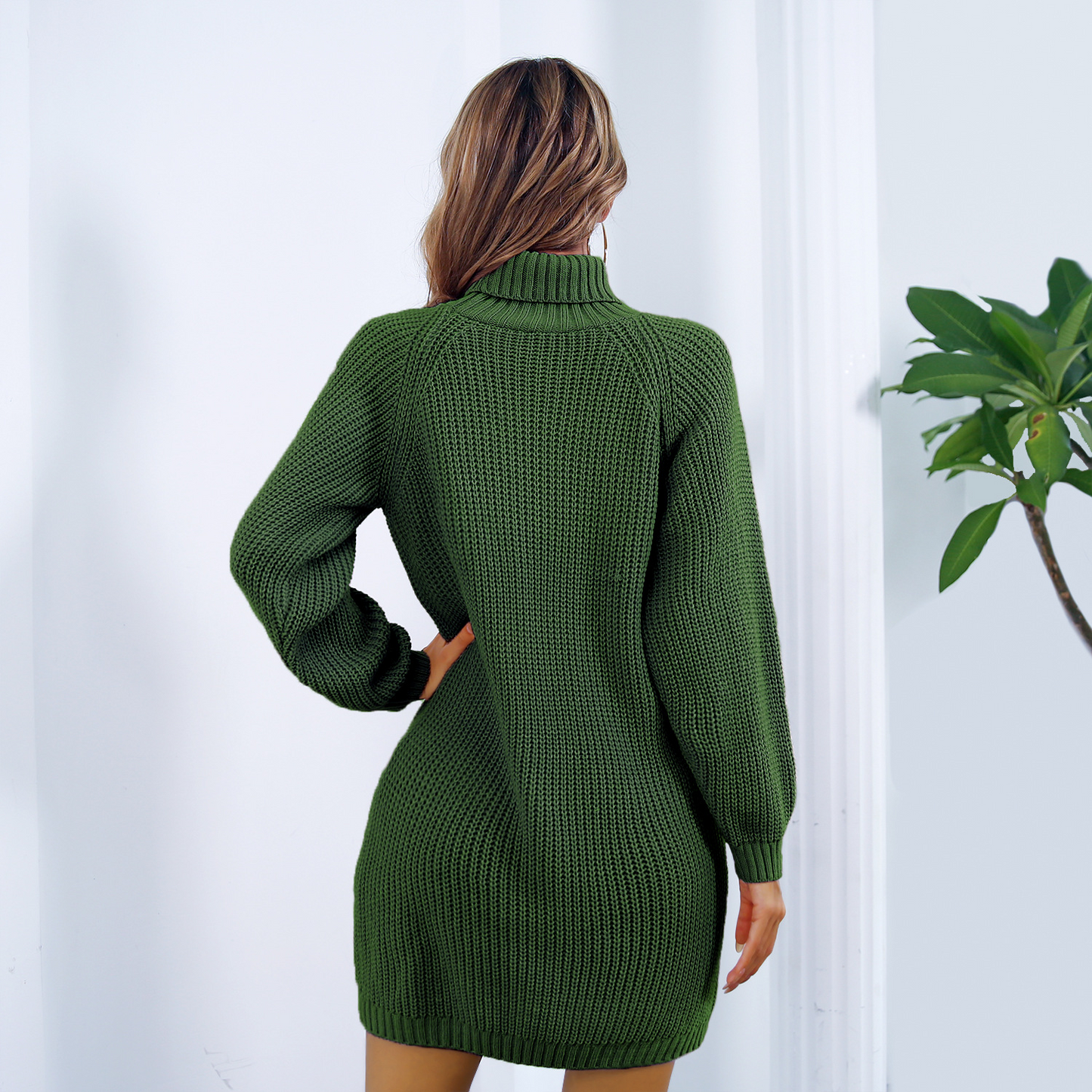 Veronica™ | Vestito Maglione a Maniche Lunghe con Collo Alto
