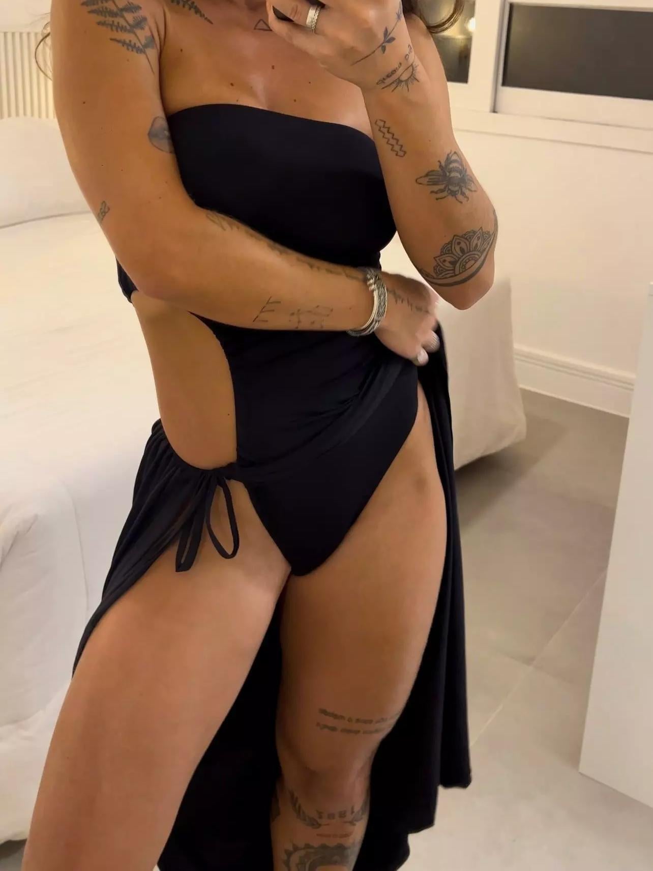 Febe | Abito Bodycon con Spacco Laterale e Fiocco