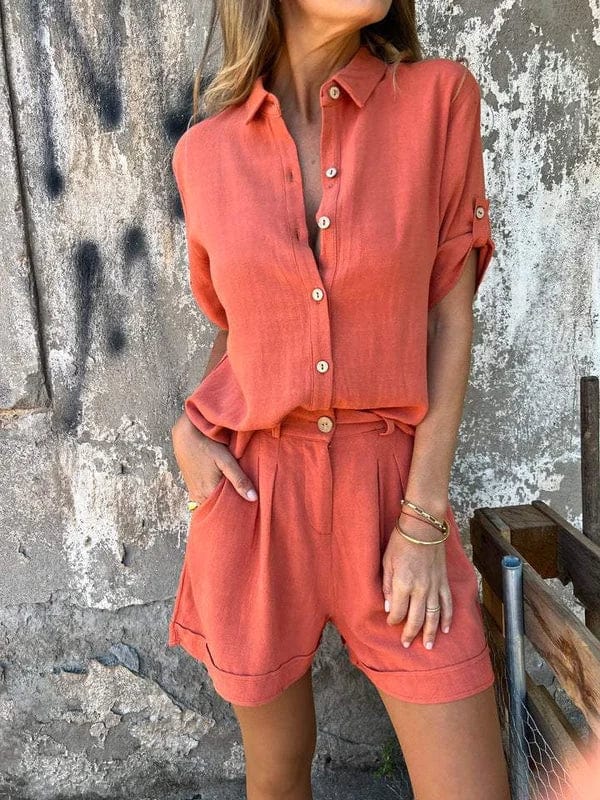 Lumith | Completo Casual in Lino con Pantaloni Corti e Camicia