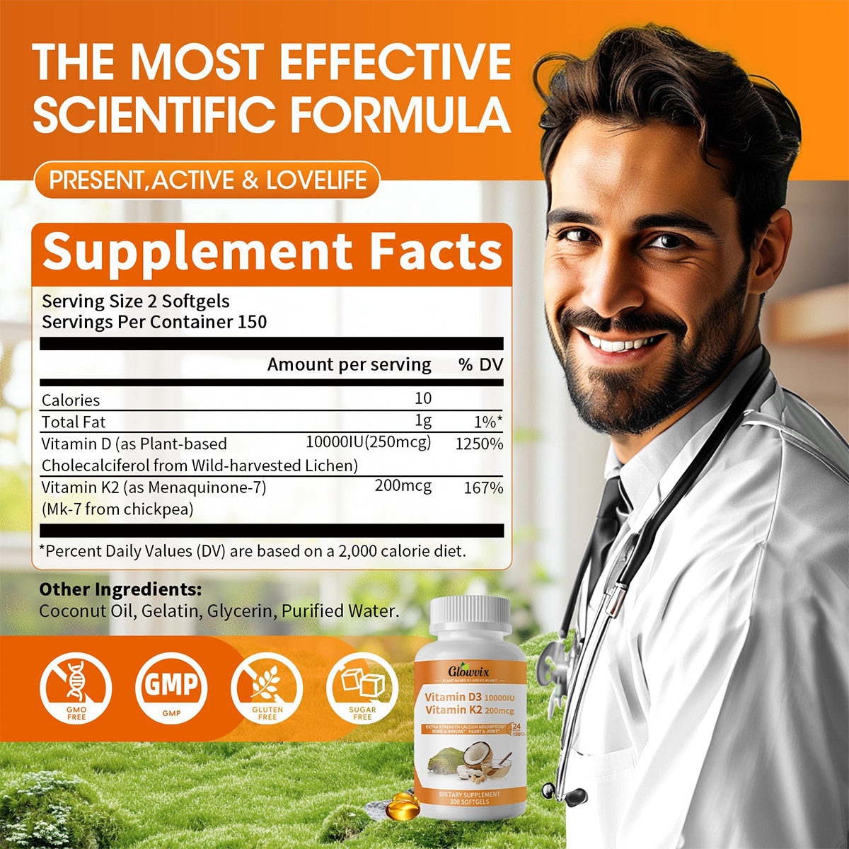 Vita+ | Capsule Softgel di Vitamine D3 + K2 per Rinforzare Ossa e Cuore