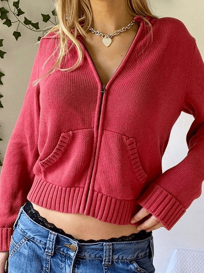 Luna | Cardigan lavorato a maglia con zip e cappuccio