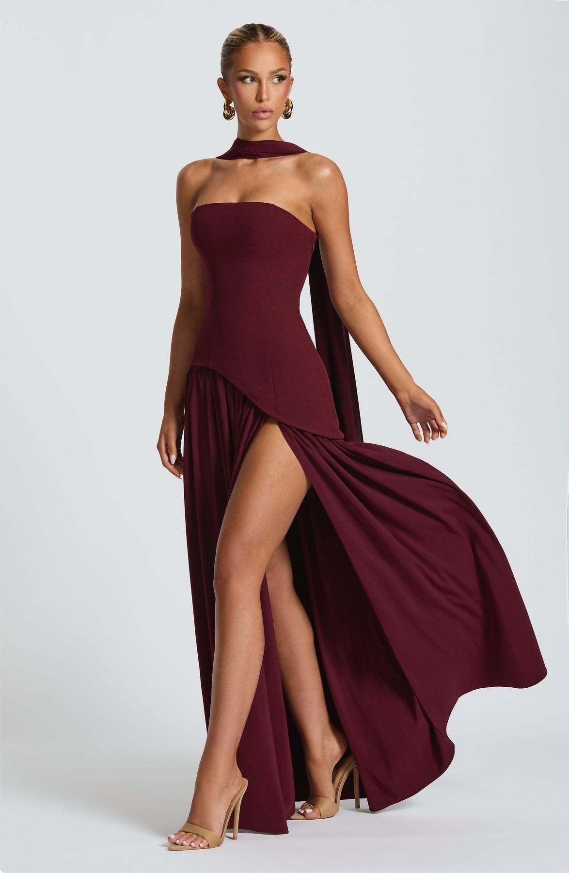 Maliya | Vestito Maxi con Sciarpa