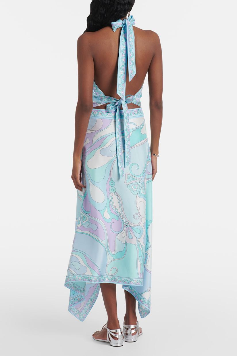 Zanka | Completo Satinato con Top Halter e Gonna Midi