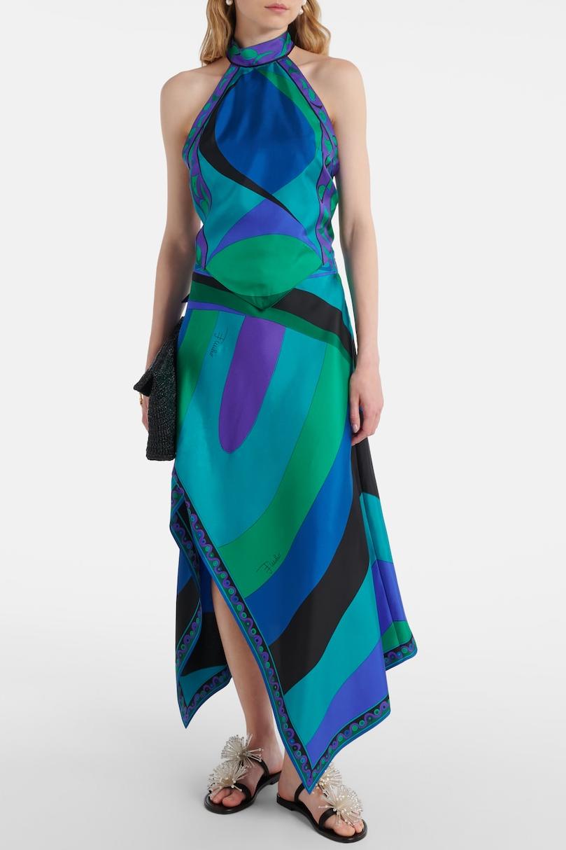 Zanka | Completo Satinato con Top Halter e Gonna Midi
