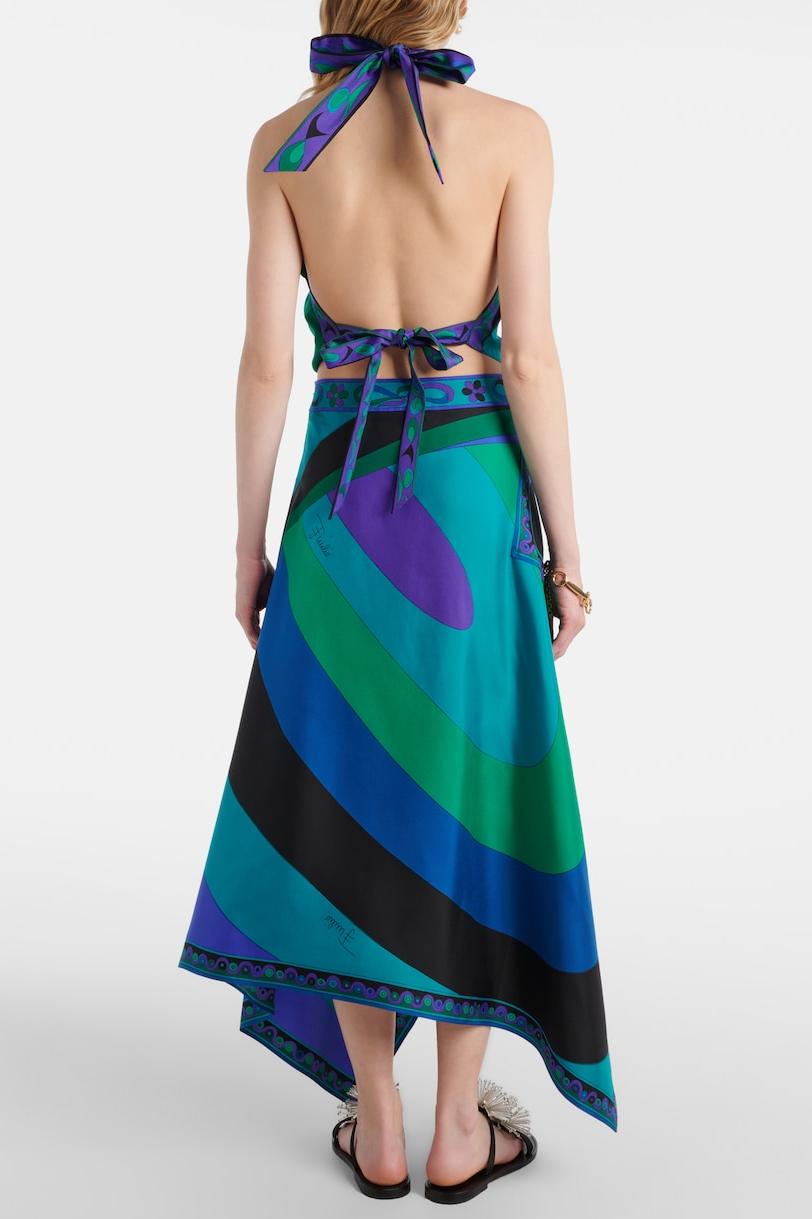 Zanka | Completo Satinato con Top Halter e Gonna Midi