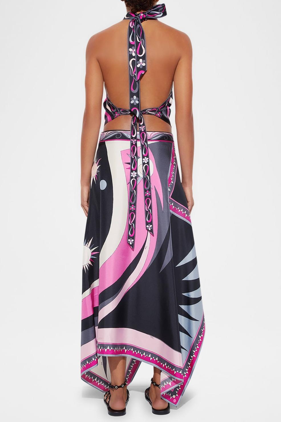 Zanka | Completo Satinato con Top Halter e Gonna Midi