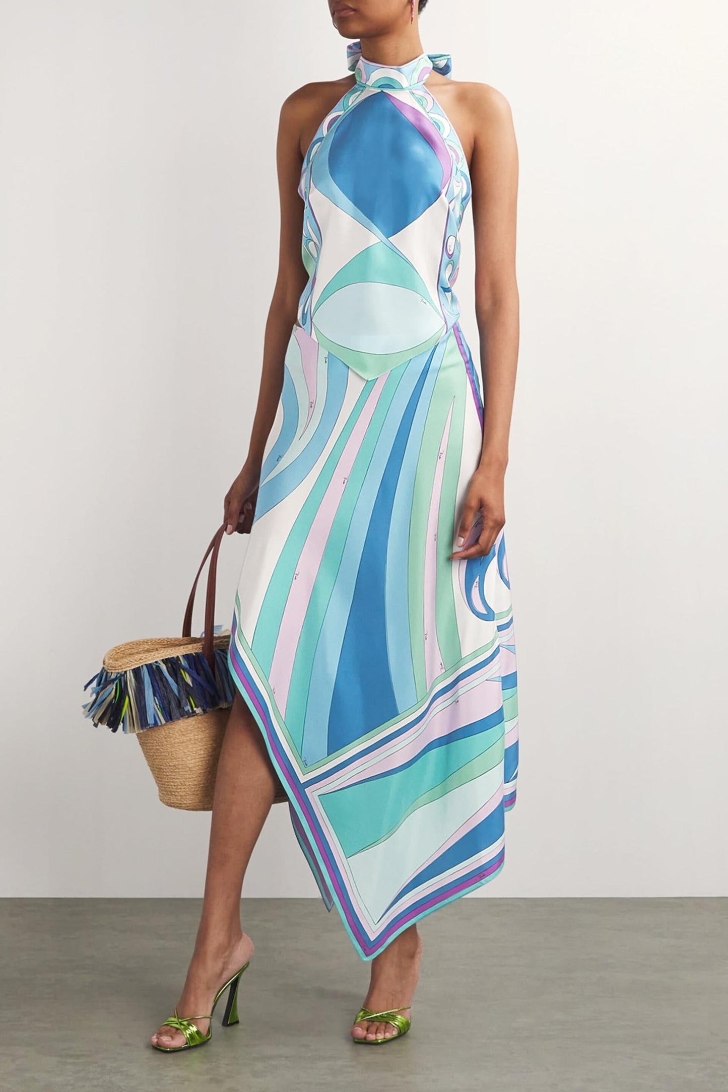 Zanka | Completo Satinato con Top Halter e Gonna Midi