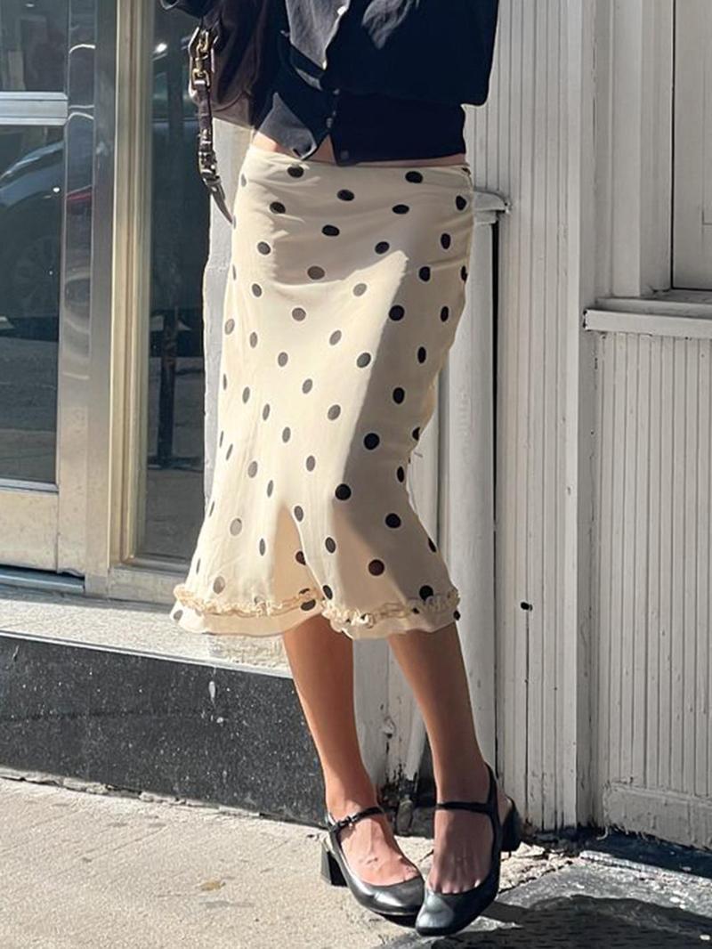 Kyomi | Gonna Midi con Stampa a Pois
