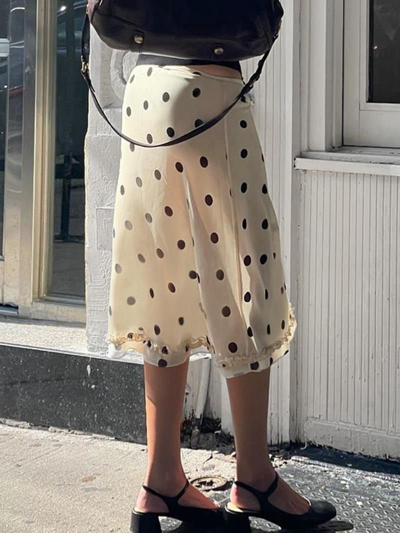 Kyomi | Gonna Midi con Stampa a Pois