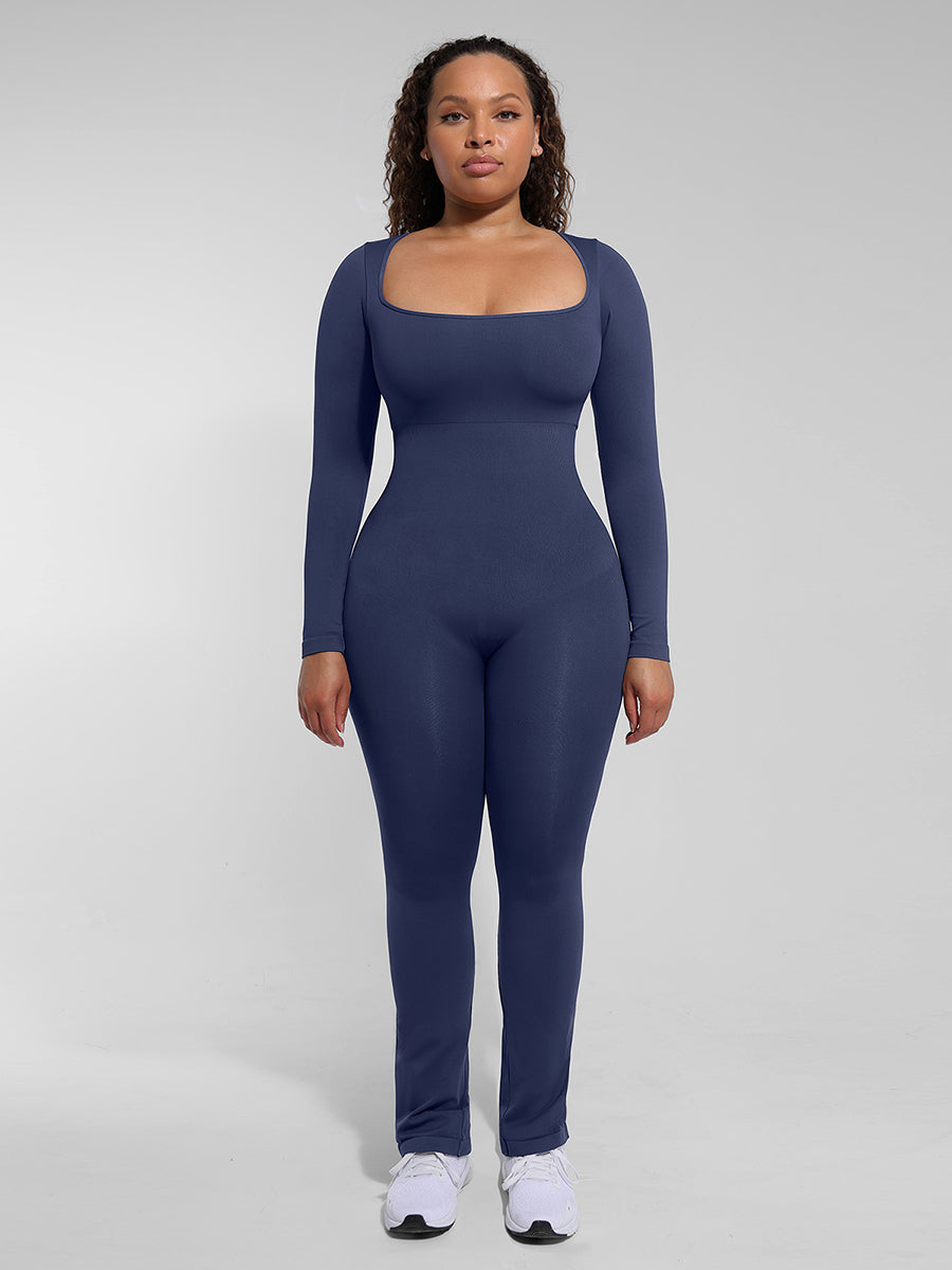 Brooke™ | Tuta Flared a Maniche Lunghe con Controllo della Pancia