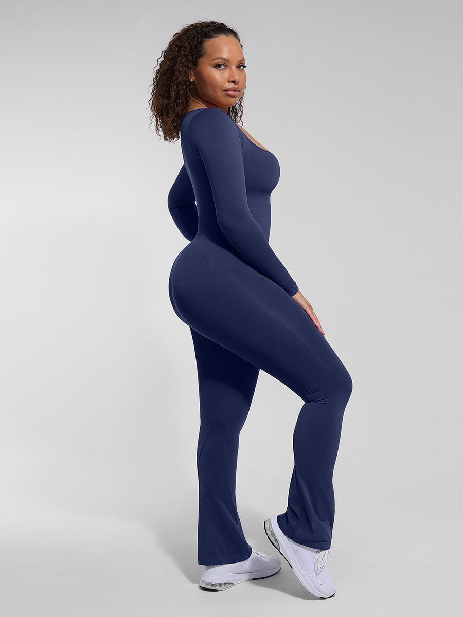 Brooke™ | Tuta Flared a Maniche Lunghe con Controllo della Pancia