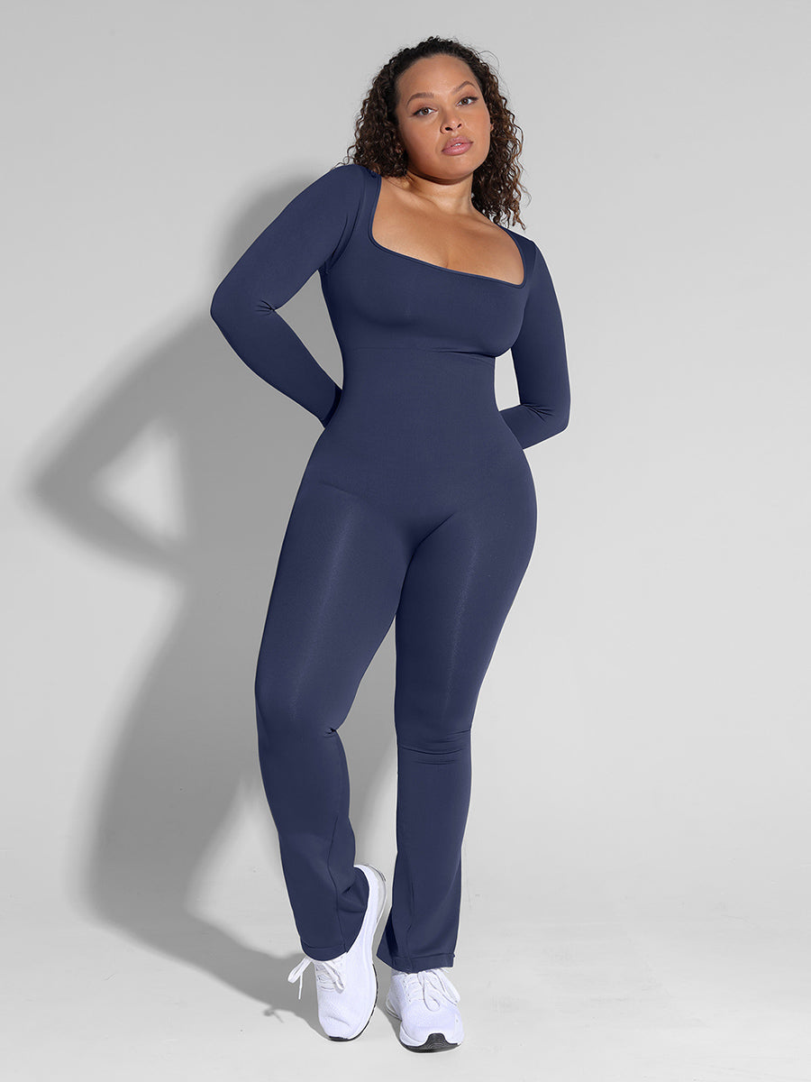 Brooke™ | Tuta Flared a Maniche Lunghe con Controllo della Pancia