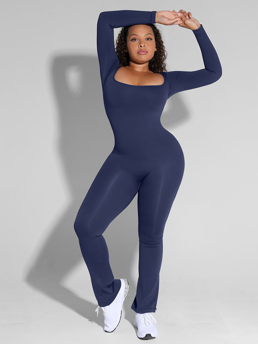 Brooke™ | Tuta Flared a Maniche Lunghe con Controllo della Pancia