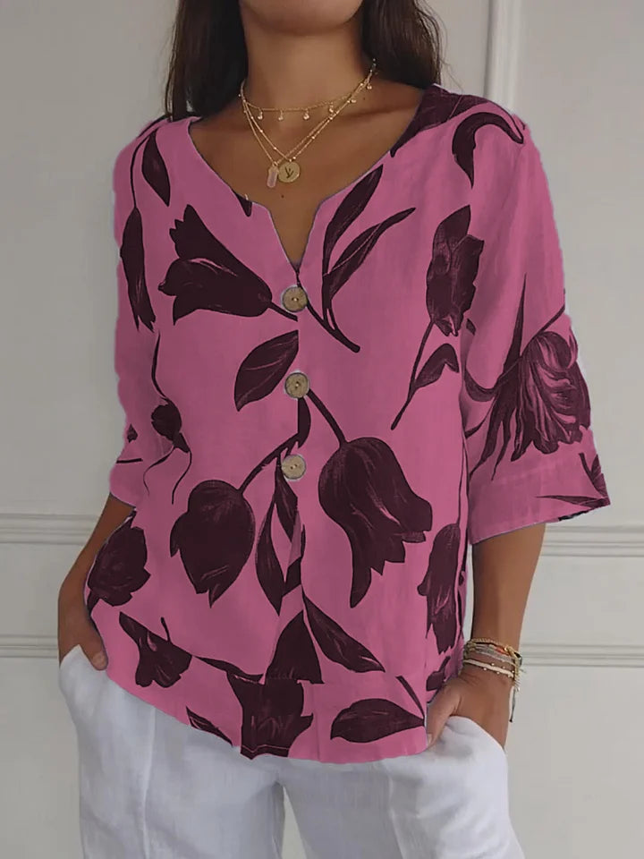 Chloe™ | Blusa Tunica con Scollo a V e Stampa