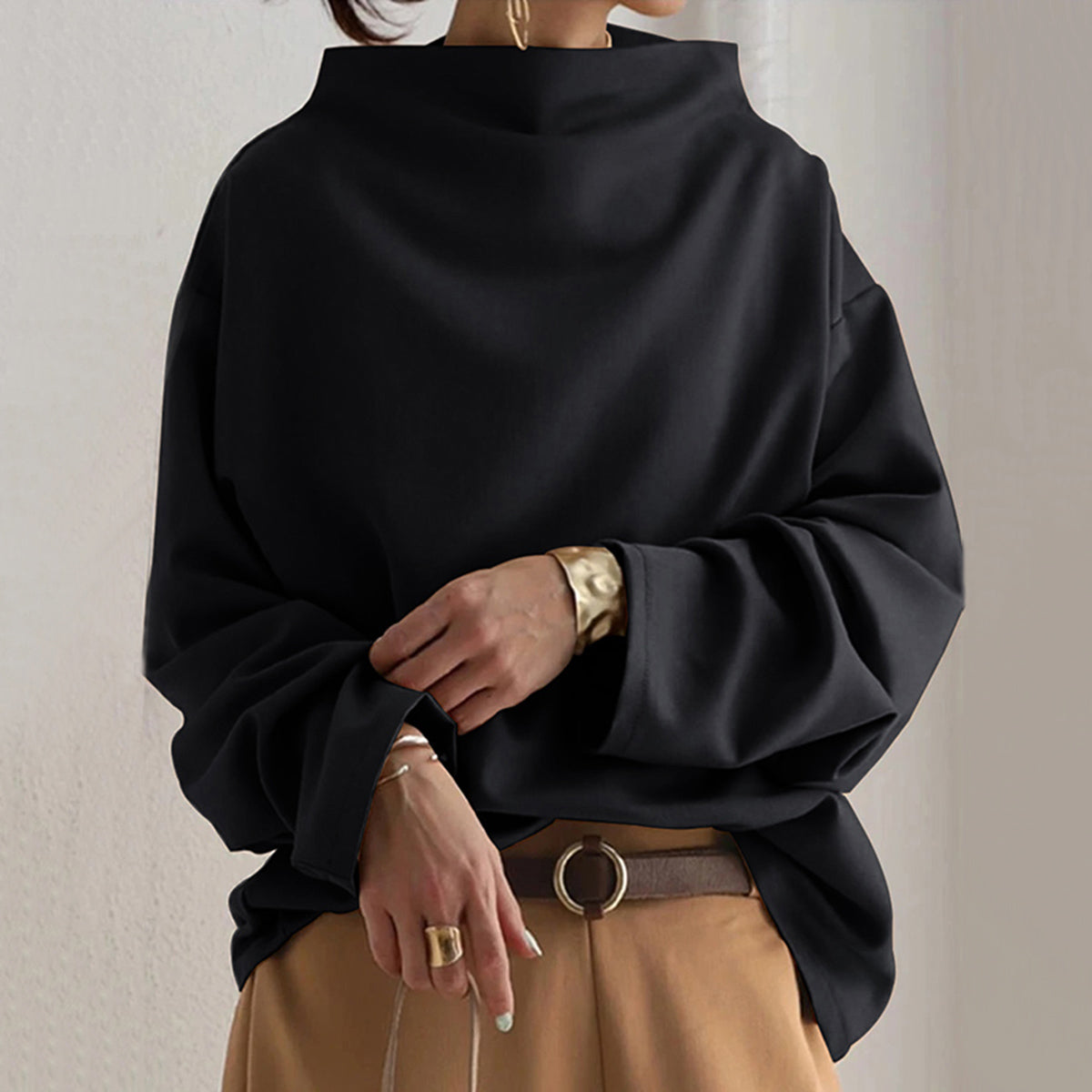 Ania | Maglione con Collo Alto Quadrato