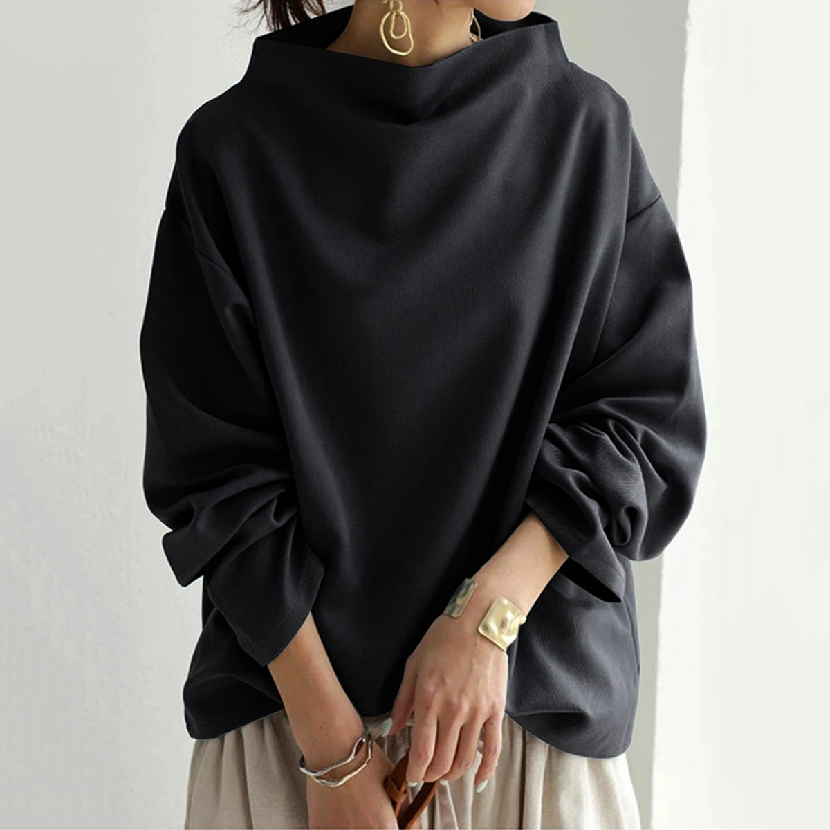 Ania | Maglione con Collo Alto Quadrato