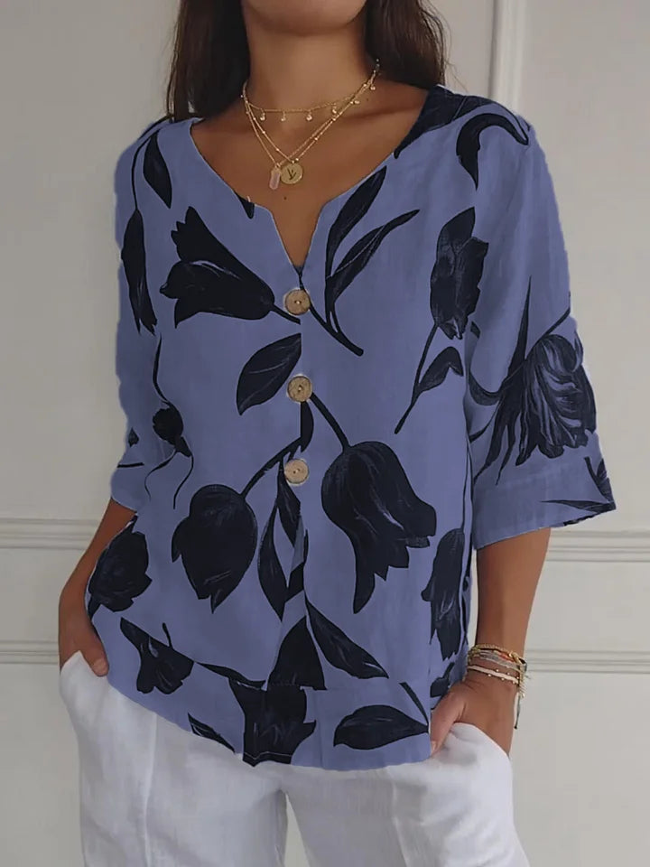 Chloe™ | Blusa Tunica con Scollo a V e Stampa