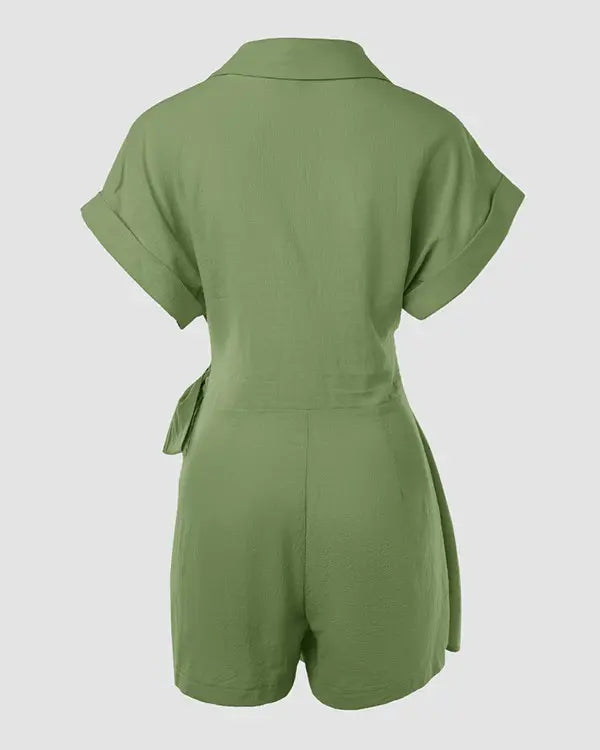 Eymi | Tuta in lino e cotone con scollo a V