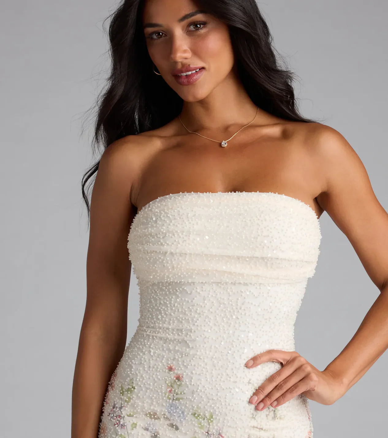 Aroa | Mini Abito Floreale con Perline