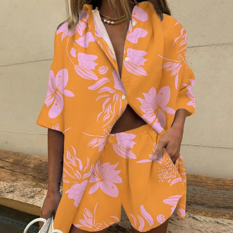 Belle| Set Due Pezzi con Stampa Foglia Tropicale