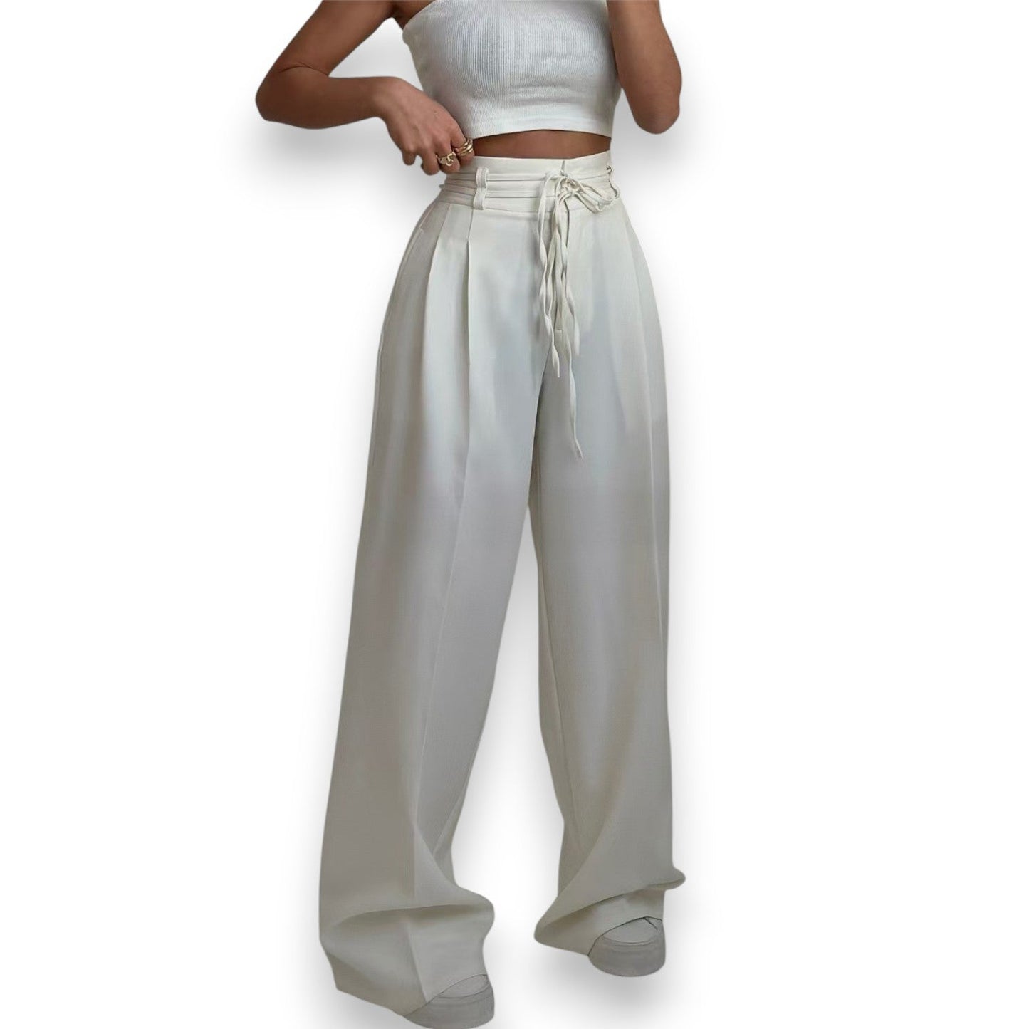 Eugenie | Pantaloni a Vita Alta con Laccio