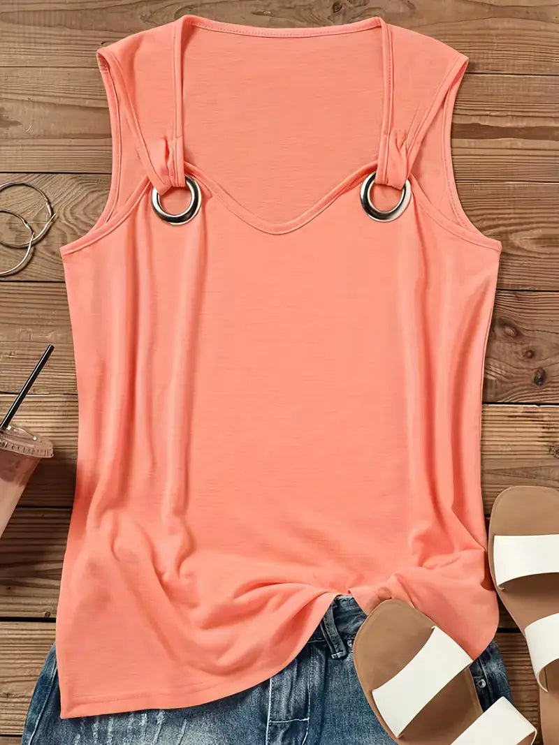 Yvonne | Canotta casual senza maniche con scollo a U