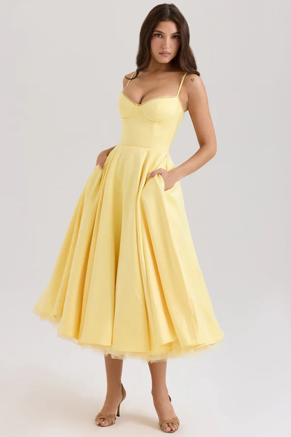 Valentina | Elegante Abito Midi con Fodera in Tulle