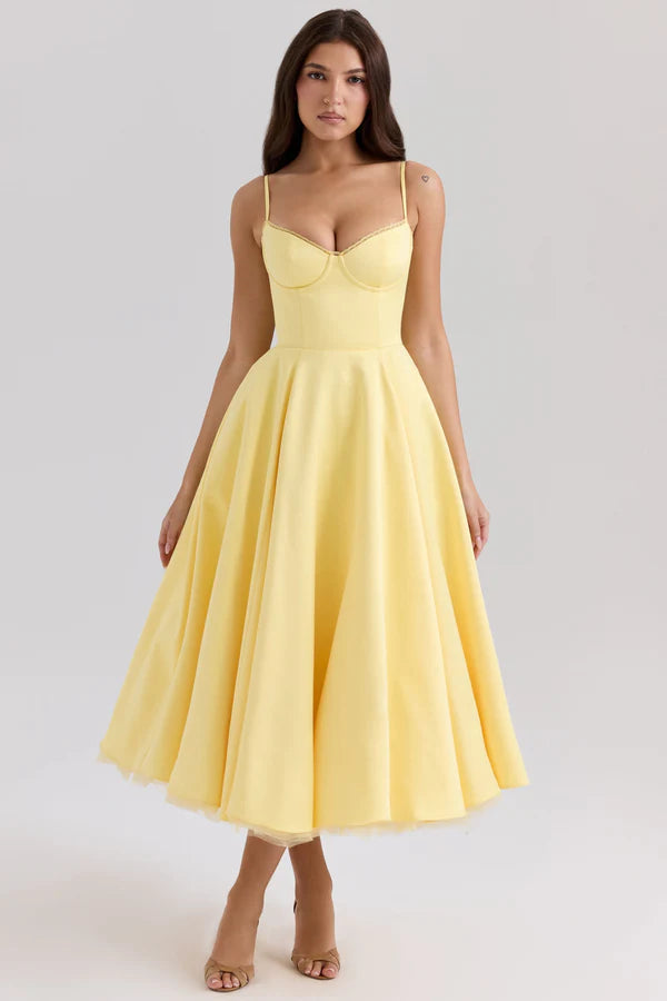Valentina | Elegante Abito Midi con Fodera in Tulle