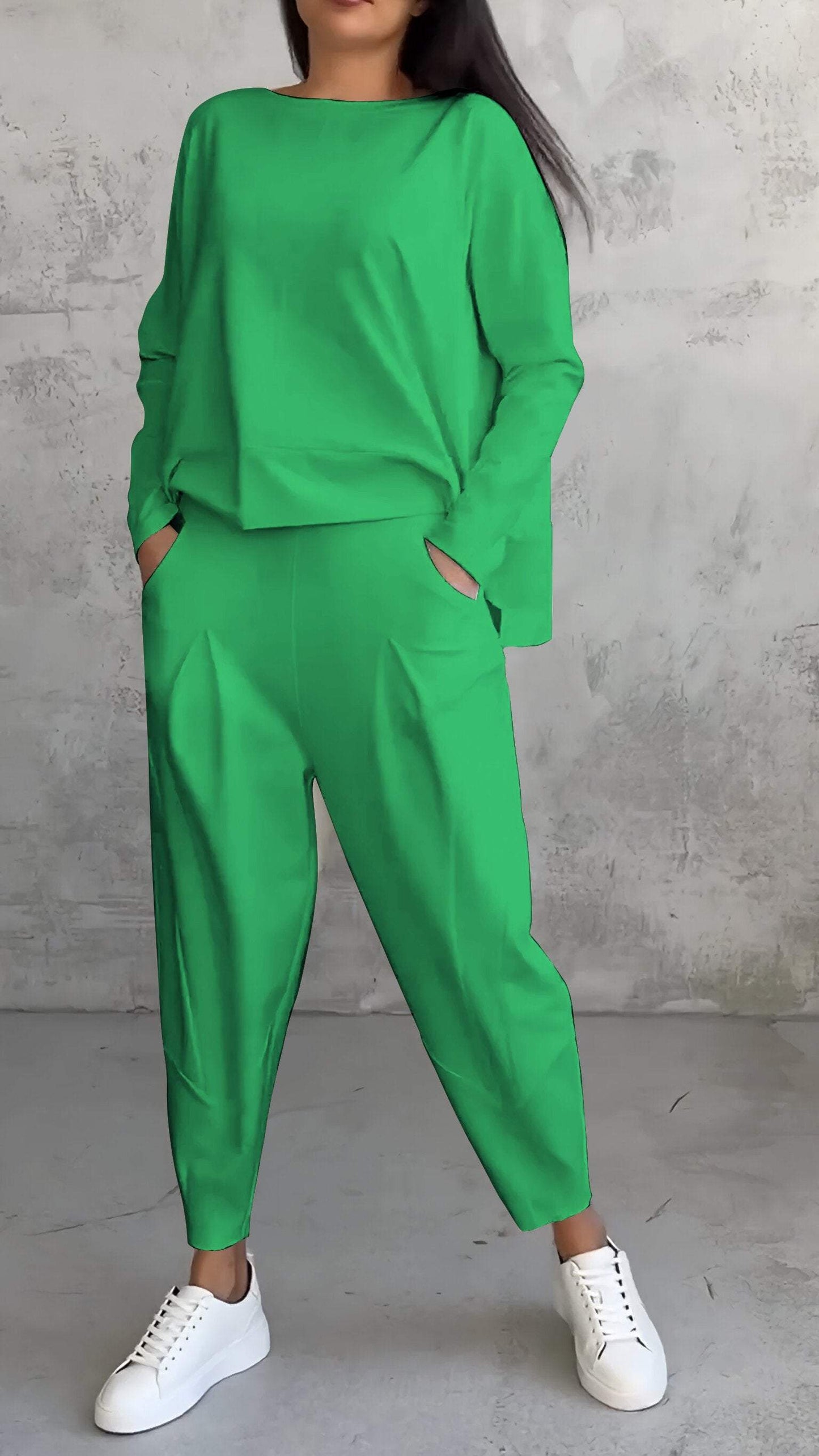 Annie™ | Completo Casual a Due Pezzi con Girocollo e Maniche Lunghe