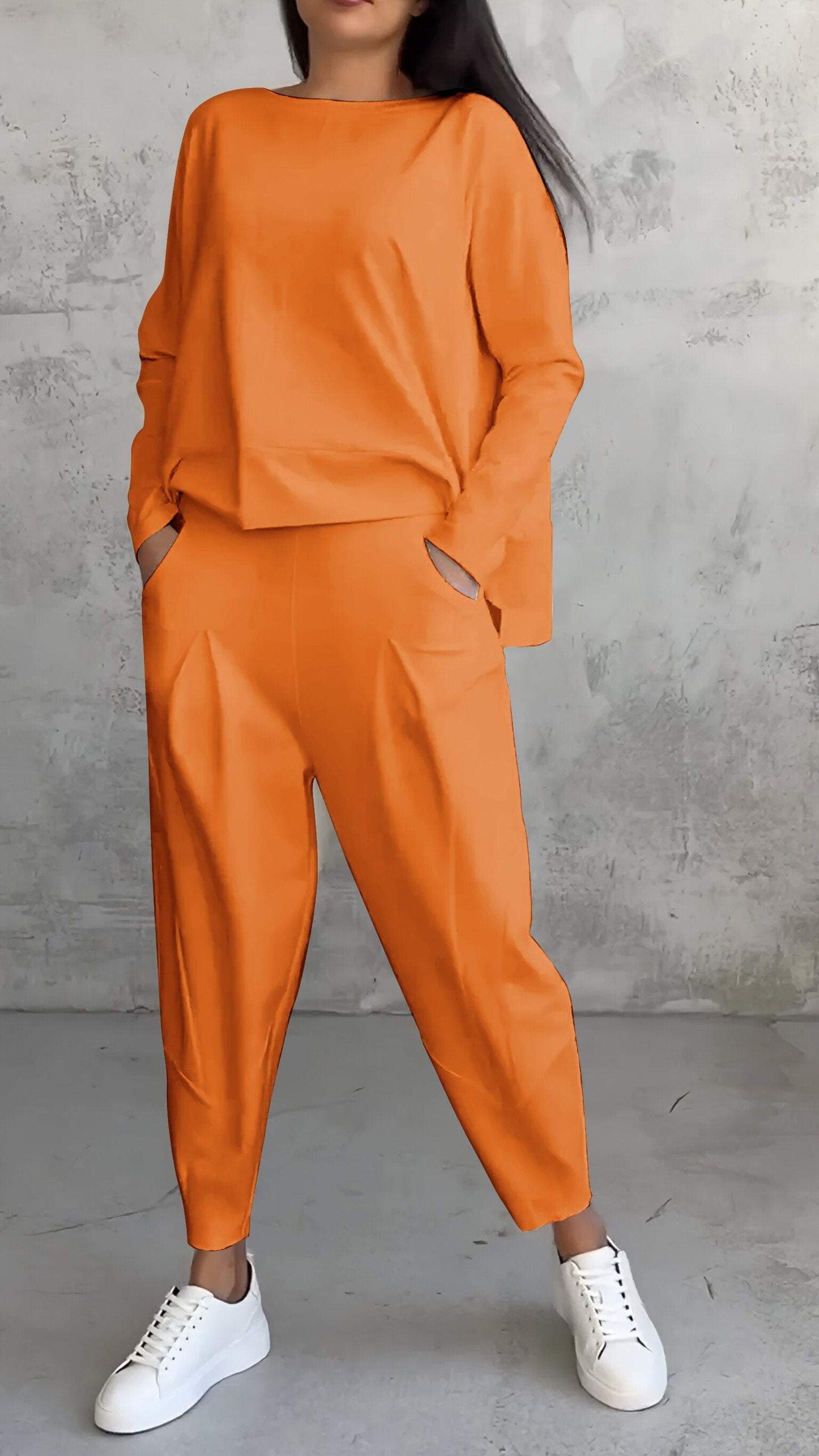 Annie™ | Completo Casual a Due Pezzi con Girocollo e Maniche Lunghe