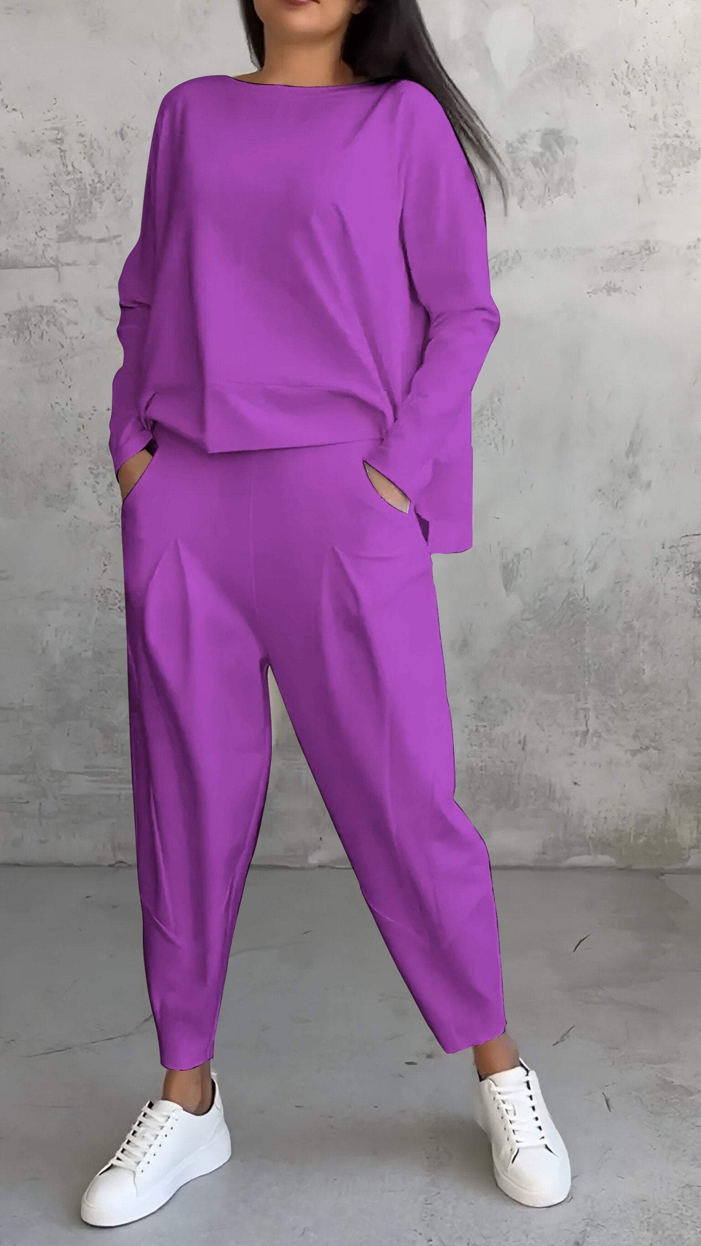 Annie™ | Completo Casual a Due Pezzi con Girocollo e Maniche Lunghe