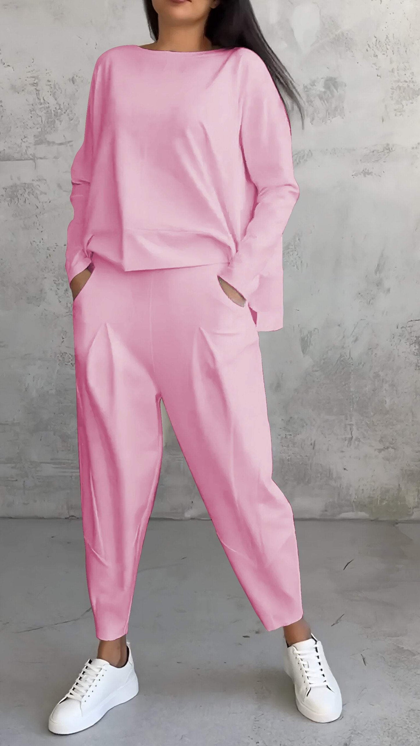 Annie™ | Completo Casual a Due Pezzi con Girocollo e Maniche Lunghe