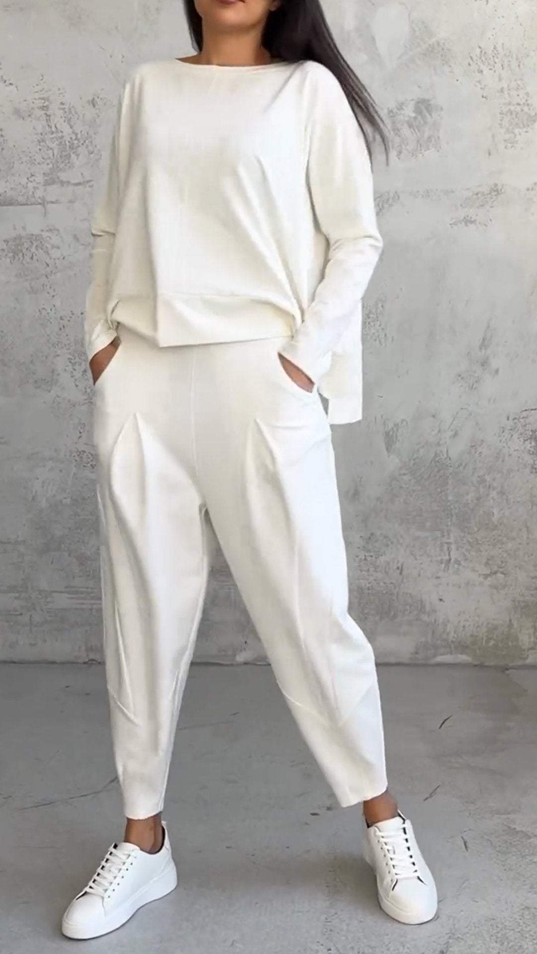 Annie™ | Completo Casual a Due Pezzi con Girocollo e Maniche Lunghe