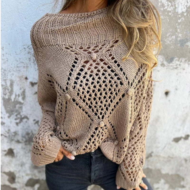 Nia | Maglione a Maglia Hollow con Collo Rotondo