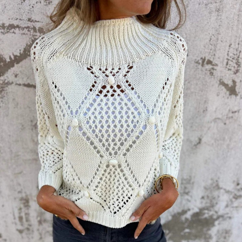 Nia | Maglione a Maglia Hollow con Collo Rotondo