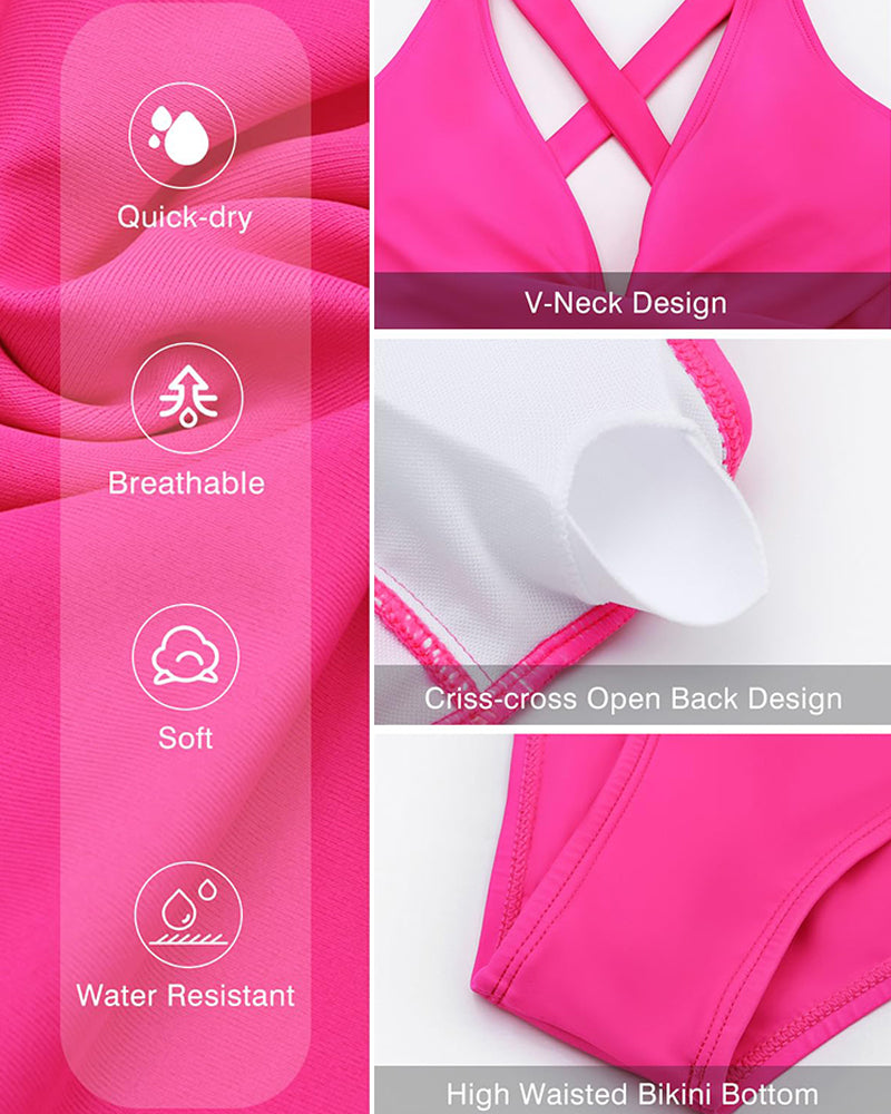 Costume da bagno a due pezzi: Vestito arricciato in V