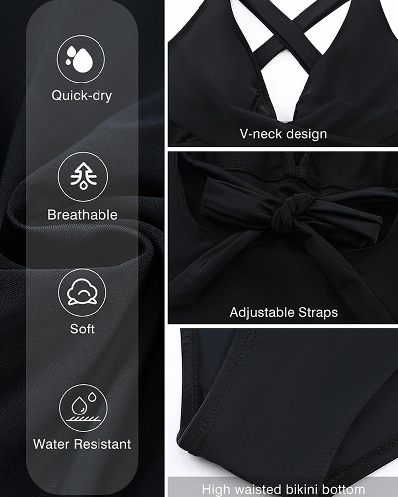 Costume da bagno a due pezzi: Vestito arricciato in V