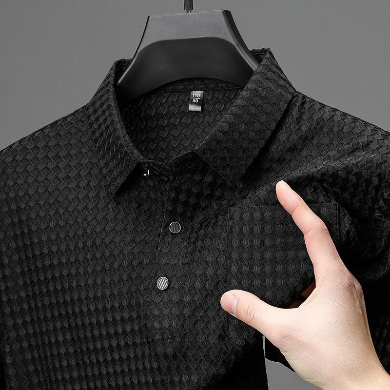 Mattia | Camicia a Maniche Corte Testurizzata da Uomo