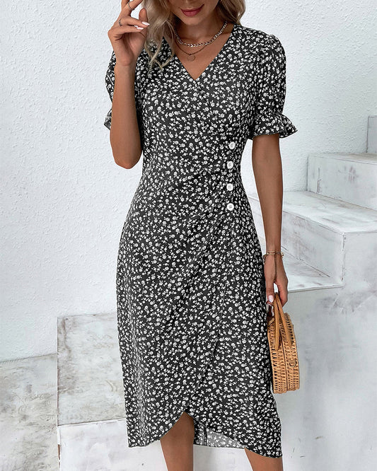 Daysi™ | Vestito a V con Stampa Floreale