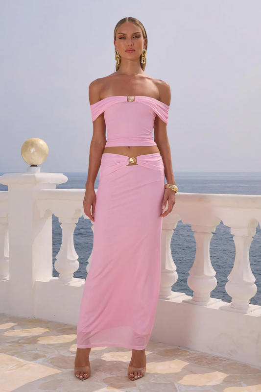 Zaina | Completo Rosa con spalle scoperte