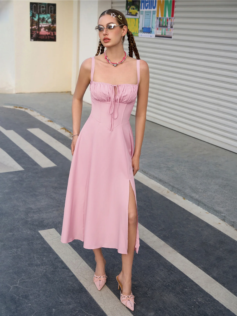 Giordana | Vestito Cami con Bustina Arricciata e Spacco