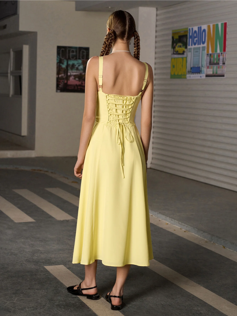 Giordana | Vestito Cami con Bustina Arricciata e Spacco
