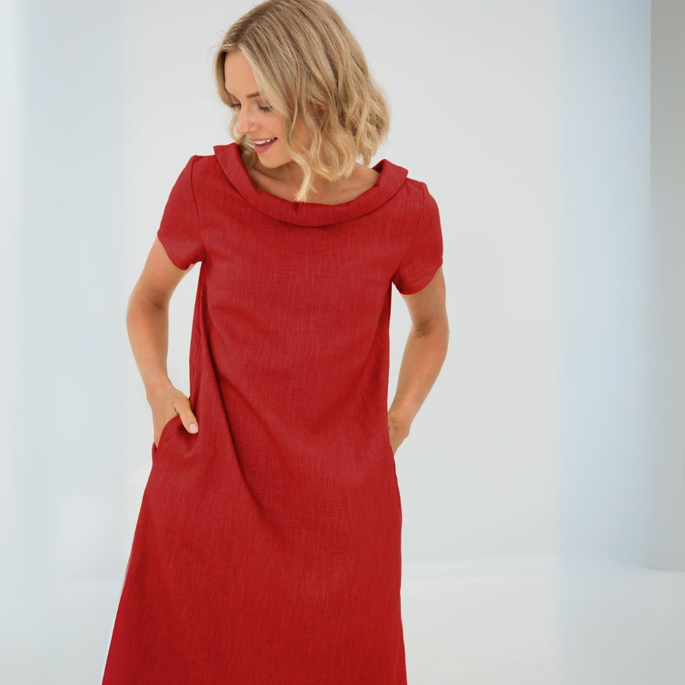 Alinna™| Abito in Lino Morbido con Tasche
