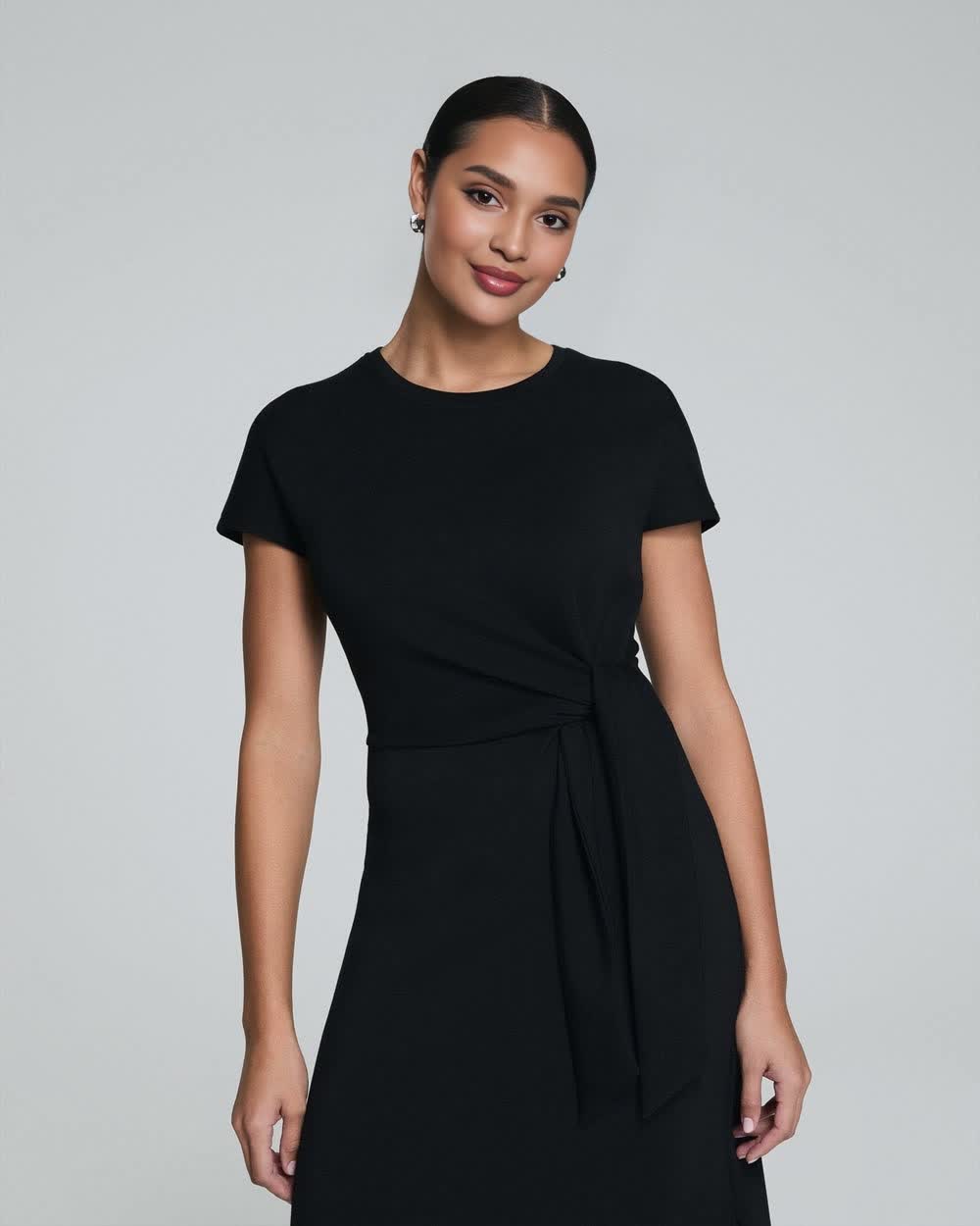 Antoinette | Abito midi a righe con fiocco in vita.