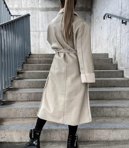 Irina™ | Cappotto Lungo in Pelle e Fleece